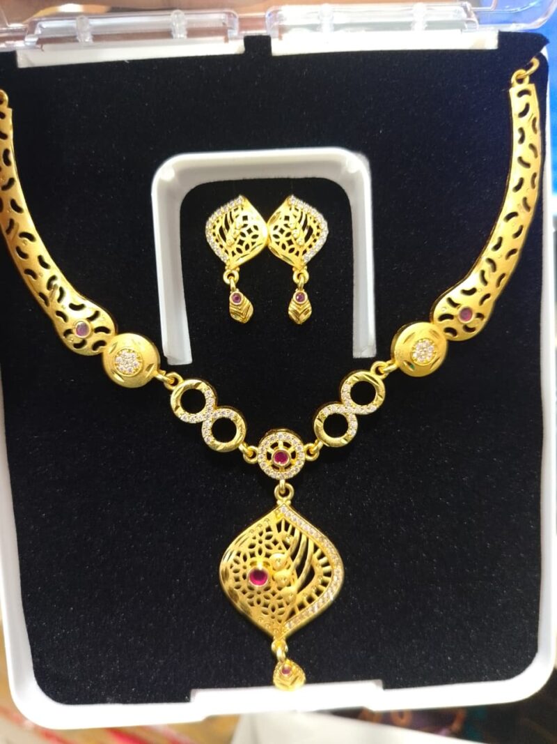 Kalpna Sales Surat Gold Plated Austrian Stone Necklace Set. - Image 2