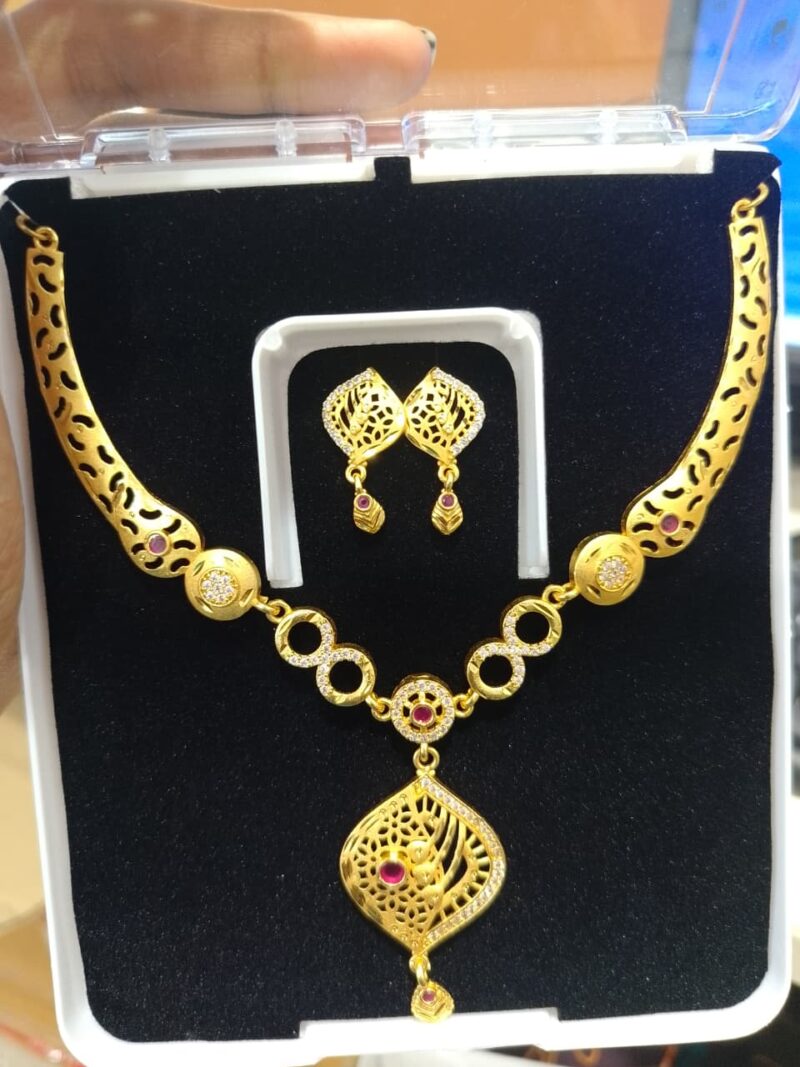 Kalpna Sales Surat Gold Plated Austrian Stone Necklace Set.