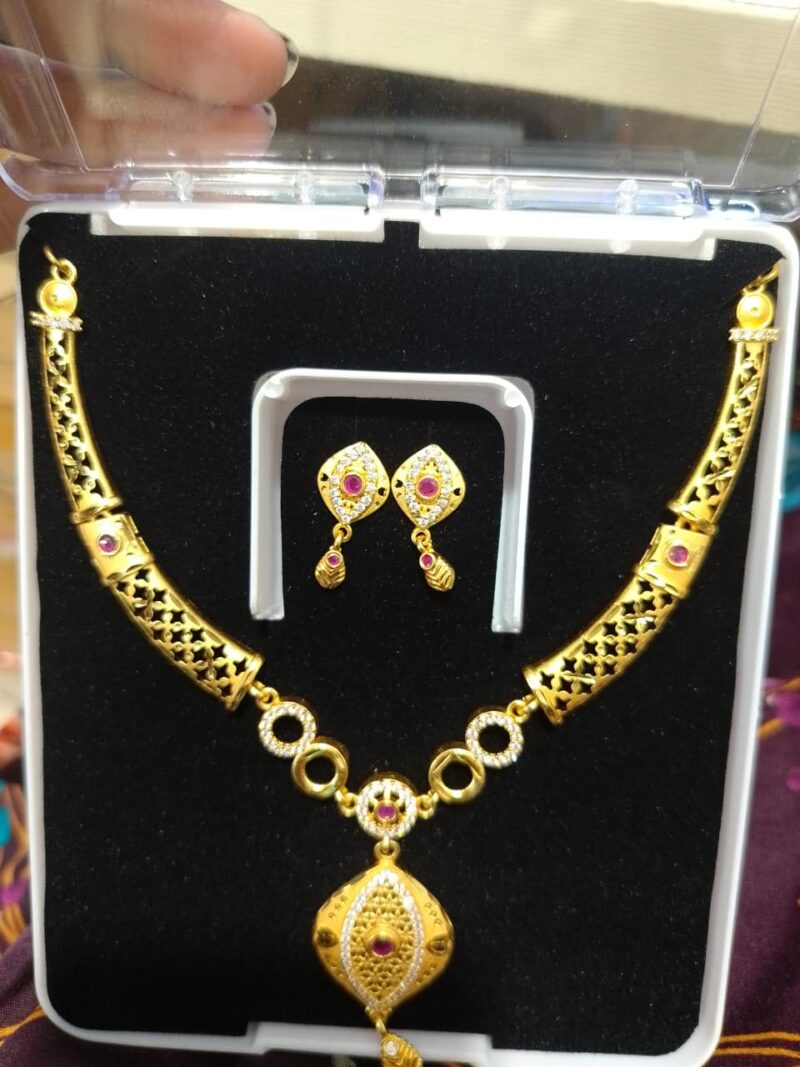 Kalpna Sales Surat Gold Plated Austrian Stone Necklace Set - Image 3