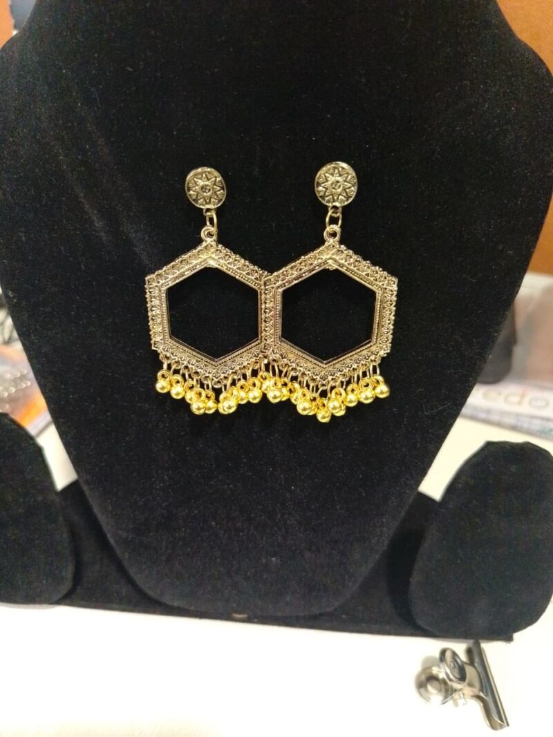 Hexagon Jhumka Earrings - Image 3