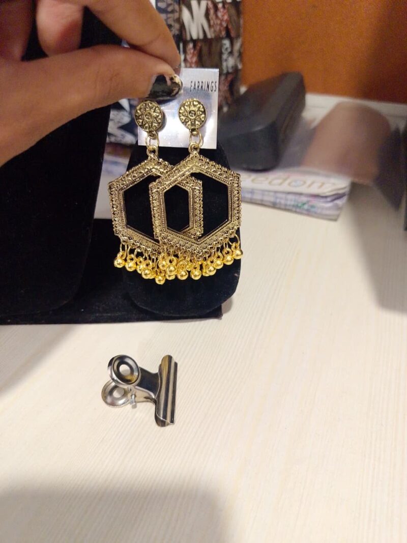 Hexagon Jhumka Earrings - Image 2