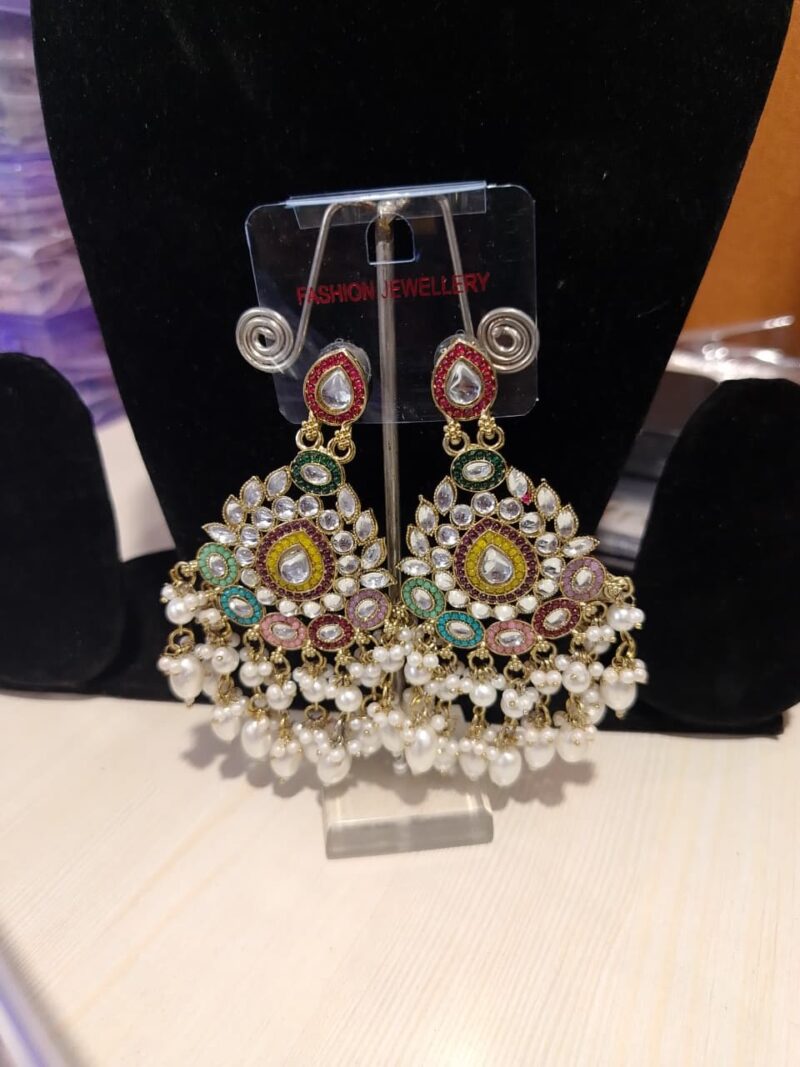 Kundan Chandbali Earrings. - Image 3