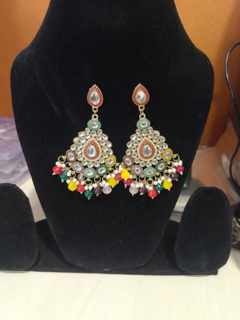 Fancy Kundan or Polki Earrings - Image 3