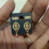 gold-plated stud earrings with a dangling drop, adorned with cubic zirconia (AD stones).
