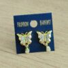 gold-plated butterfly stud earrings adorned with Cubic Zirconia/American Diamond