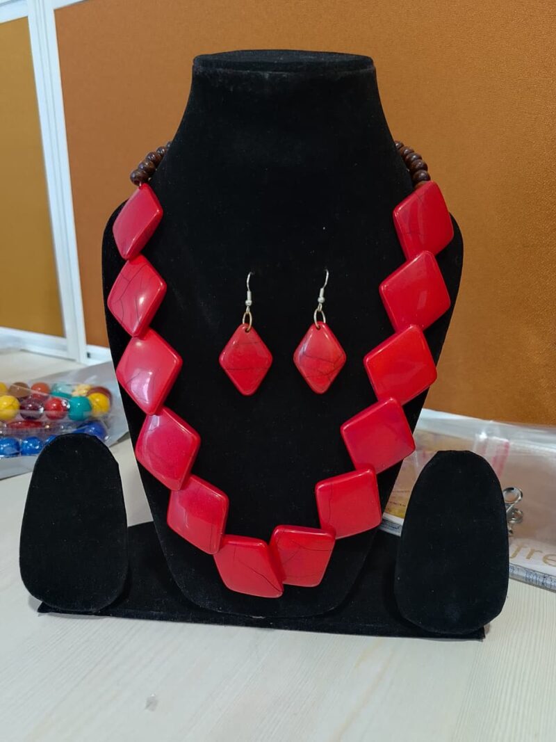 red necklace and earring set, - Image 2