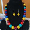 colorful bead necklace and matching dangle earrings,
