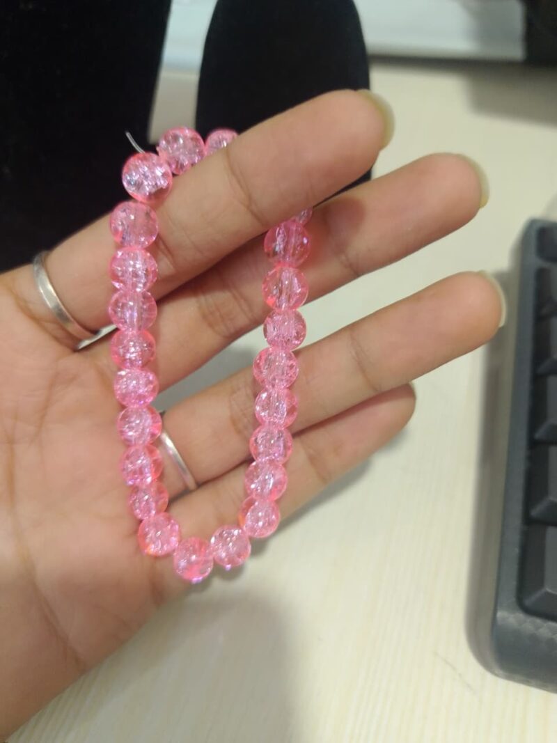 pink crackle glass bead bracelet - Image 2