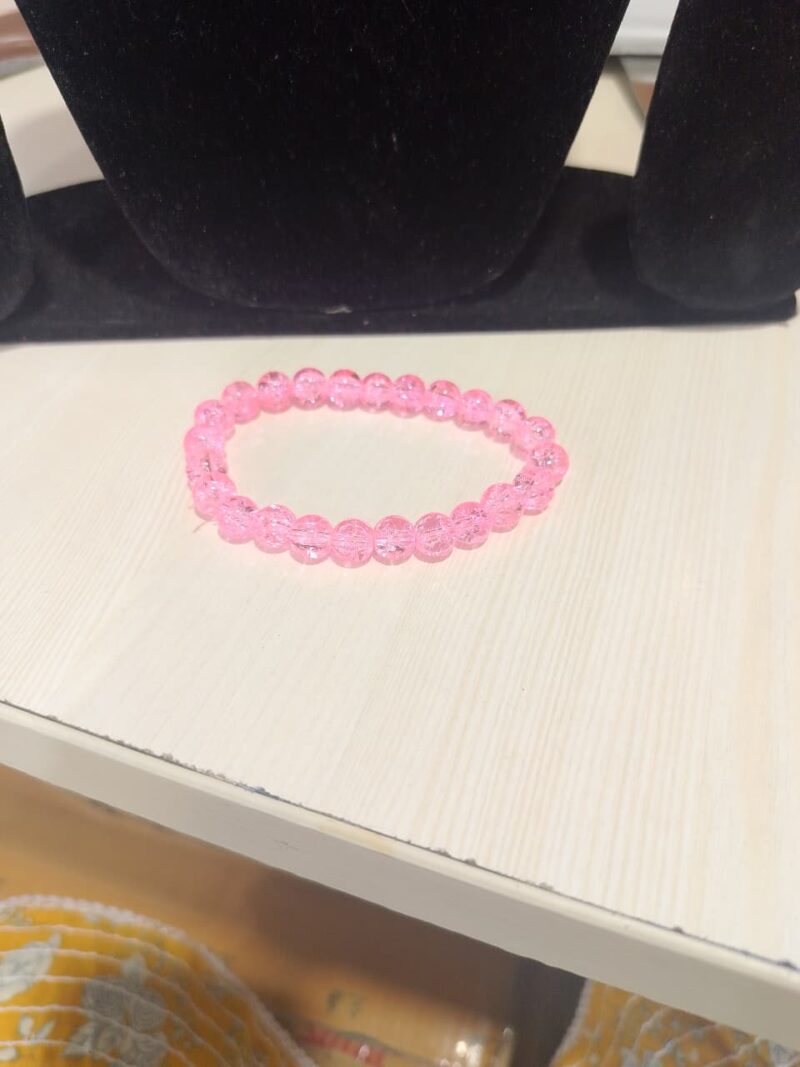 pink crackle glass bead bracelet - Image 3