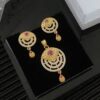 Designer High Gold Plated Premium Quality Fancy Forming Pendant Set with Earrings
