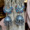 JJ041 Ladies Multicolor Oxidized Jhumki Earrings suitable for party wear.