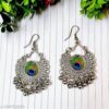 oxidized peacock design Jhumki earrings