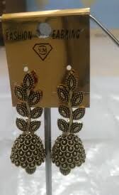 Golden Leaf Jhumki Earrings