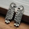 oxidized silver parrot design earrings
