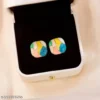 Celestria Colorful Retro Mosaic Round Stud Earrings For Women