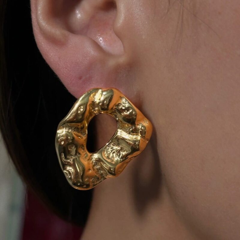 Gold plated hoop earrings - Image 2
