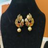 "Dual Peacock Designer Jadau Kundan Earrings with Pearls